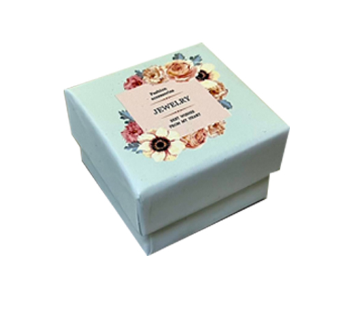 กล่องของขวัญ สีฟ้าดอกไม้ 5x5x3 cm.