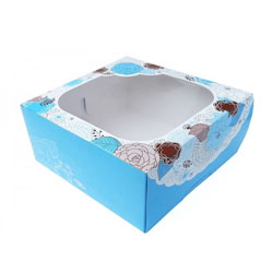 กล่องเค้ก 1 ปอนด์  สีฟ้า 20x20x12 cm.(10ใบ)