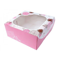 กล่องเค้ก 2 ปอนด์ สีชมพู  24.5x24.5x10 cm.(10ใบ)